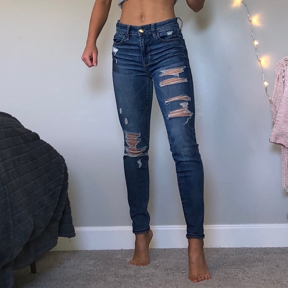 “Super stretch” high waisted jeggings